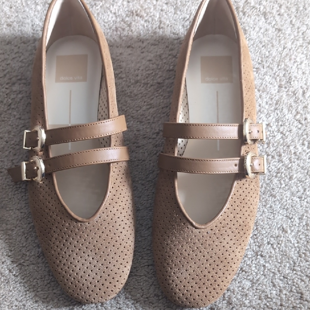 DV by Dolce Vita Tan Double Strap Flats
